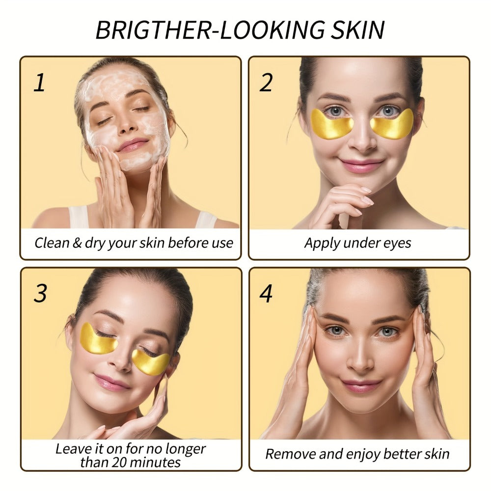 Under Eye Patches 24K Gold 24 Pairs - Collagen Hyaluronic Acid Eye Mask for Fine Lines, Wrinkles, Puffiness & Dark Circles, Korean Skincare Anti-Aging Eye Treatment for All Skin Types