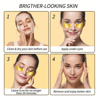 Under Eye Patches 24K Gold 24 Pairs - Collagen Hyaluronic Acid Eye Mask for Fine Lines, Wrinkles, Puffiness & Dark Circles, Korean Skincare Anti-Aging Eye Treatment for All Skin Types
