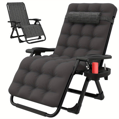 Zero Gravity Chair Outdoor Recliner – 440LBS Capacity, 4-Inch Thick Cushion, Upgraded Aluminum Lock, Cup Holder & Headrest, Breathable Mesh, Foldable Patio Lounge Chair for Backyard & Lawn (5 Colors)
