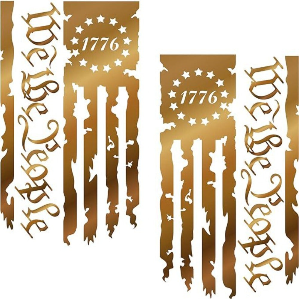 American Flag Vinyl Decal Stickers - We The People 1776 Patriot 250th Anniversary Truck Tailgate Decal, Car Window Bumper Sticker, Home Wall Decor, 2 Pack (Black, Red, White)