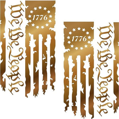 American Flag Vinyl Decal Stickers - We The People 1776 Patriot 250th Anniversary Truck Tailgate Decal, Car Window Bumper Sticker, Home Wall Decor, 2 Pack (Black, Red, White)