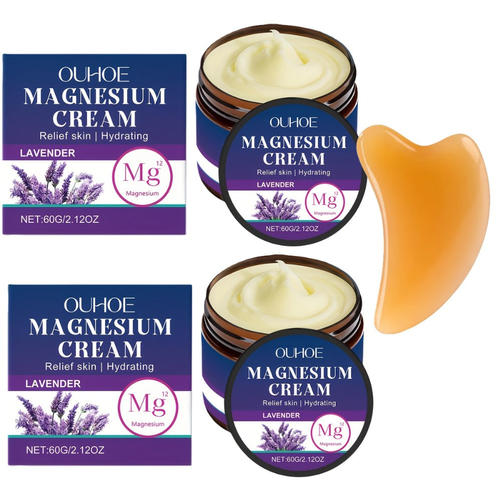 Magnesium Lavender Body Cream BOGO Buy One Get One Free - Plant Squalane Muscle Relief Massage Lotion Long-Lasting Hydration for Athletes Seniors Daily Moisturizer