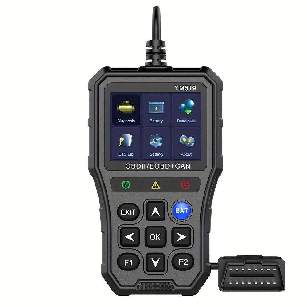 1 Unit YM519 Error Code Scanner OBD2 Code Reader Vehicle Diagnostic Tool Multi-Language Code Reader Engine System Check Battery Tester, Without Battery