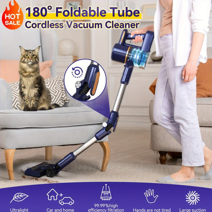 Cordless Vacuum Cleaner for Home – Corded & Cordless 2-in-1, 180° Foldable, LED Brush, High Suction, 40-Min Runtime, 38.58oz Dust Cup for Hardwood Floors, Seniors & Pregnant Women