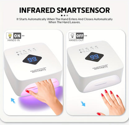 Rechargeable Wireless Nail Lamp 30 LED Beads 365+405nm UV Gel Curing Light 3 Timer Settings Infrared Sensor Portable Nail Dryer for All Gel Types Home Salon Use