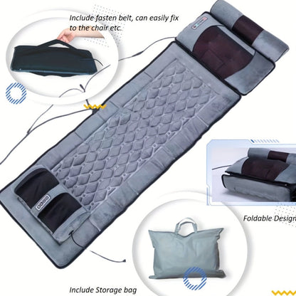 Full Body Shiatsu Massage Mattress – 10-Zone Vibration with Neck Kneading & Hot Compress, 12V Safety Voltage Massage Mat for Back Neck & Waist Relief, Home Relaxation Gift for Men Women