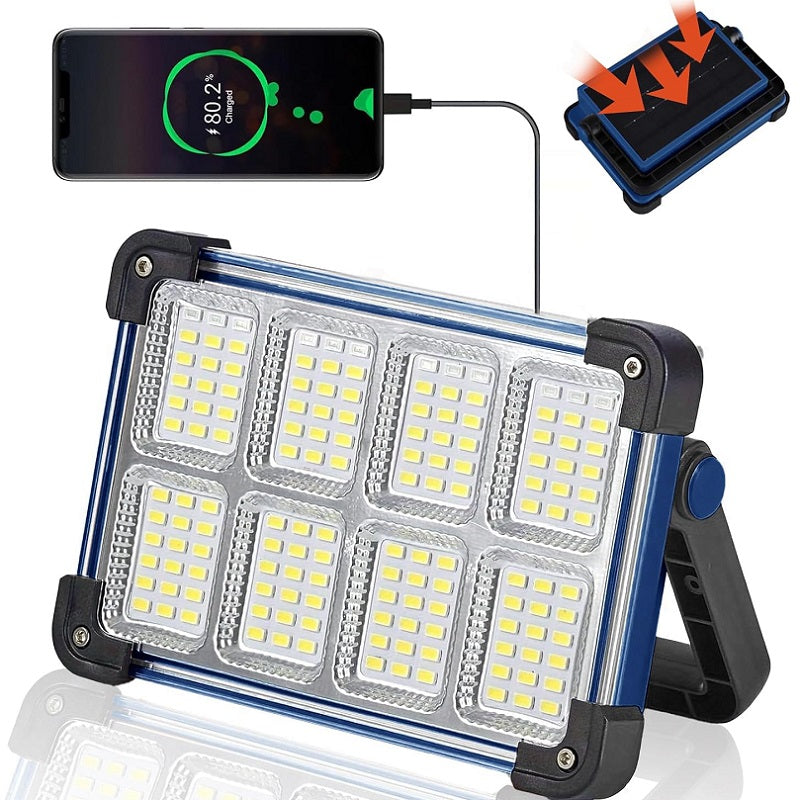 1 Pack/ 2 Pack Solar Work Light, 144 LED Portable Floodlight, 4 Modes, Multi-Color, IP44 Waterproof For Camping Fishing Car Repair Construction 6000mA