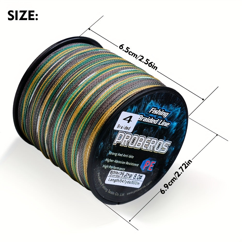 Braided Fishing Line 4 Strand 500M/547Yds - Abrasion Resistant Zero Stretch Superline 6LB-80LB, Multi-Color, Gray/Green/Camo