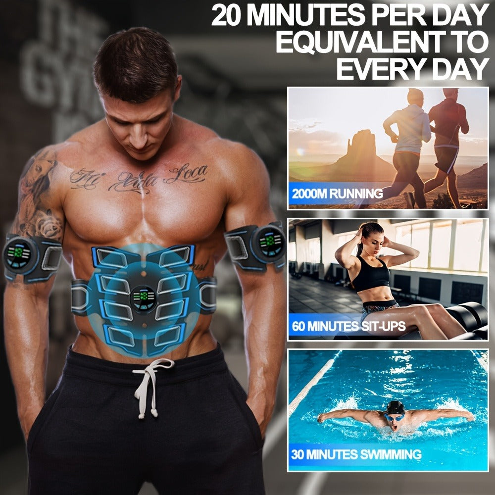 EMS Ab Muscle Training Band – Whole Body Electric Muscle Stimulator Belt for Abdominal Toning, Passive Workout During Reading, Watching TV & Housework