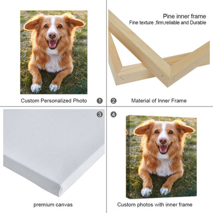 Custom Canvas Print Personalized Pet Family Photo Wall Art Ready to Hang, Custom Photo Canvas Printing for Pets Weddings Birthdays, Framed & Unframed Canvas Options Multiple Sizes 6x8 to 24x16in