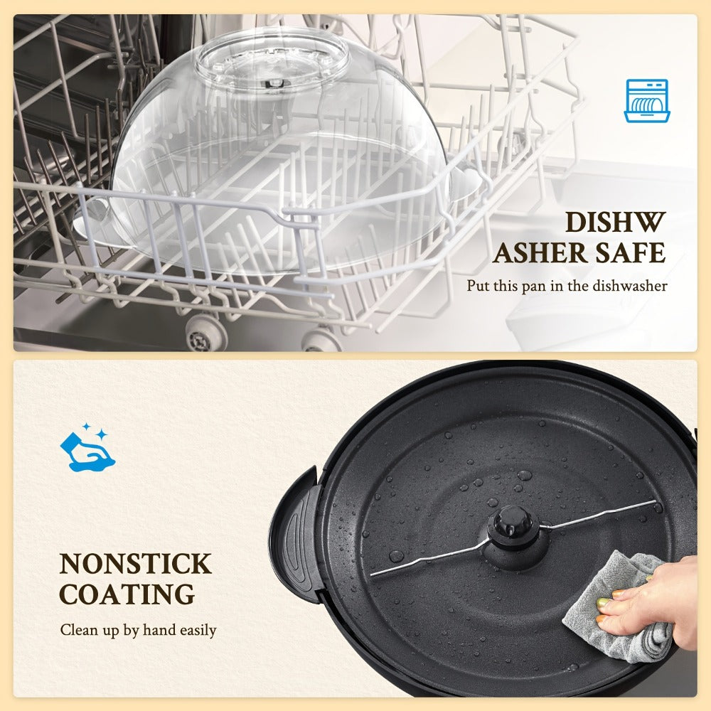 Popcorn Machine 800W Electric Stirring Popcorn Maker – 6-Quart Non-Stick Plate, Quick-Heat Technology, Cool-Touch Handles, 2-in-1 Lid & Bowl for Home Movie Night