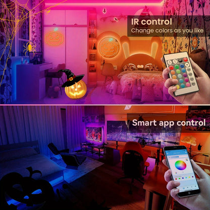 Color Changing LED Strip Lights RGB Music Sync App Remote Control 16 Million Colors Dimmable Timer DIY Smart Light Strip for Bedroom Living Room Party Holiday Christmas Decor 25ft 50ft 100ft 200ft 260ft