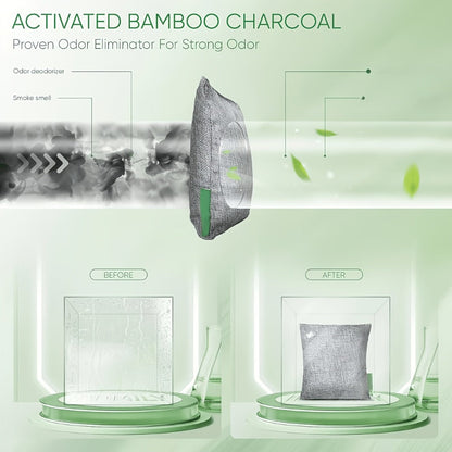 Bamboo Charcoal Air Purifying Bags Odor Absorber Eliminator for Home Car Closet Pet Smoke Room Deodorizer Activated Charcoal Bags Unscented 6 Grids 10 Packs
