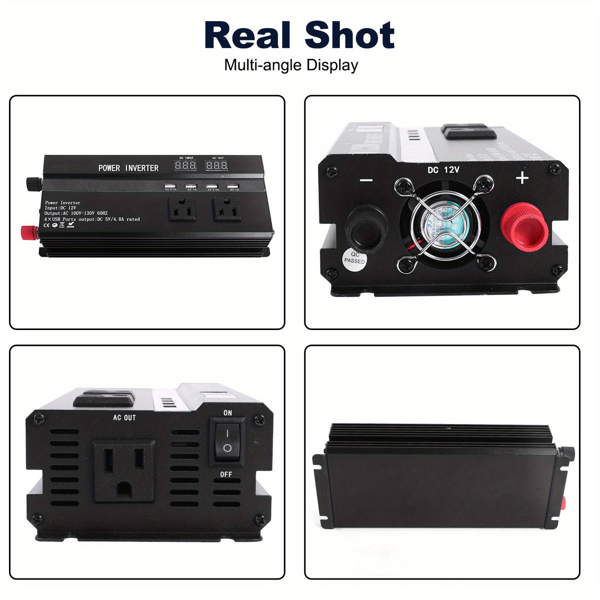 DC 12V to AC 110V Sine Wave Solar Power Inverter with an LCD Display, Capable of 6500W Peak Power. It Features a Universal Socket for Easy And Convenient Connections, Making It Ideal for Emergencies And Suitable for Mobile Phones, Rvs, Electronics