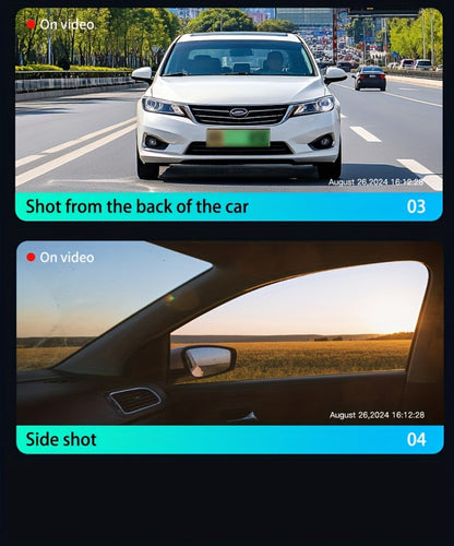 360° 4-Channel Dash Cam 1080P Front + 720P Rear Left Right Full Coverage, WDR Night Vision, G-Sensor, Loop Recording – Optional 64GB TF Card, Car Safety Driving Recorder
