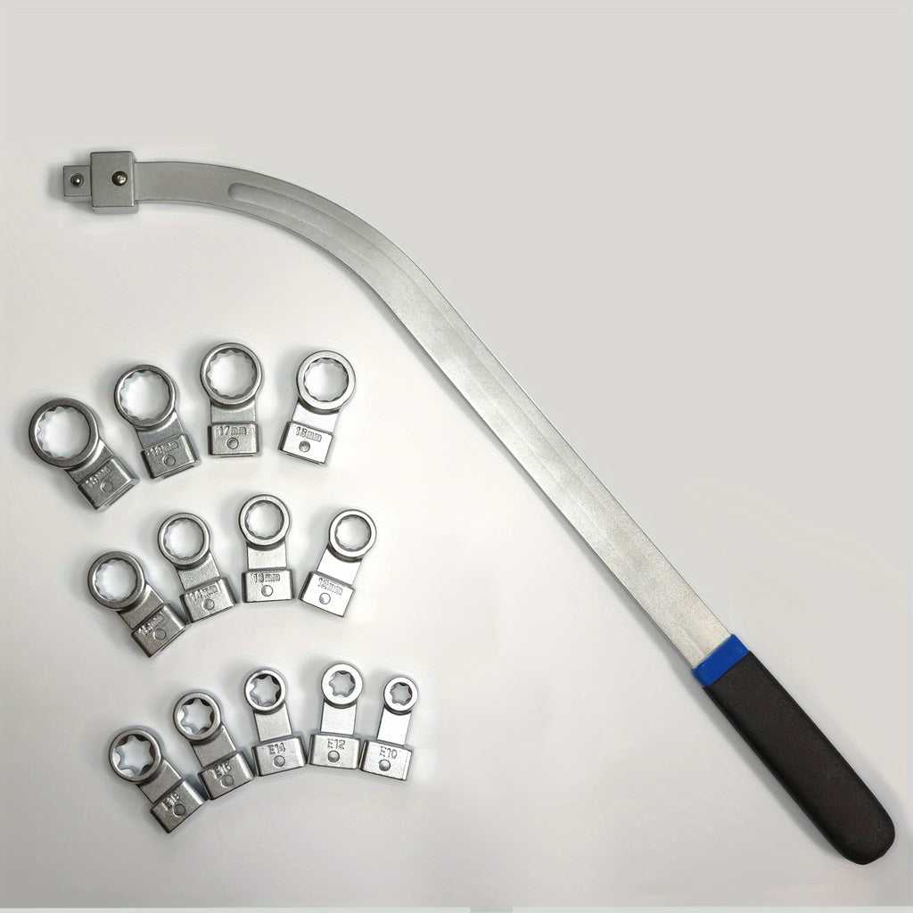 15pcs Universal Auxiliary Idler Belt Tensioner Pulley Removal Tool Kit, Serpentine Belt Tension Pulley Wrench Set, Engine Timing Belt Tensioning Nut Bolt Screw Remover