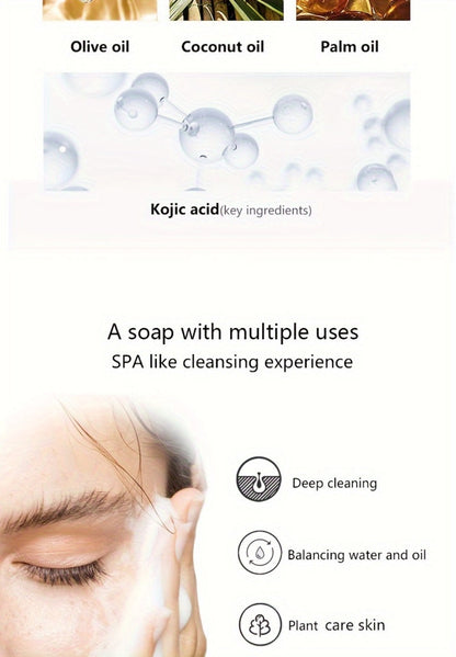 Kojic Acid Brightening Bar Soap 6-Pack – Rose Extract & Glycerin Formula for Dark Spots, Oil Control & Even Skin Tone | Moisturizing Gentle Cleanser for Face, Hand & Body | Natural Orange Scent, 100g Each