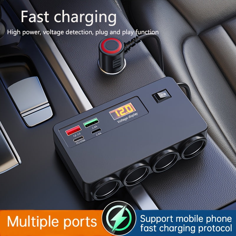 Multi-Functional Electronic Fast Charger for New with USB And PD Port, 12V/24V Automobile Power Socket Converter