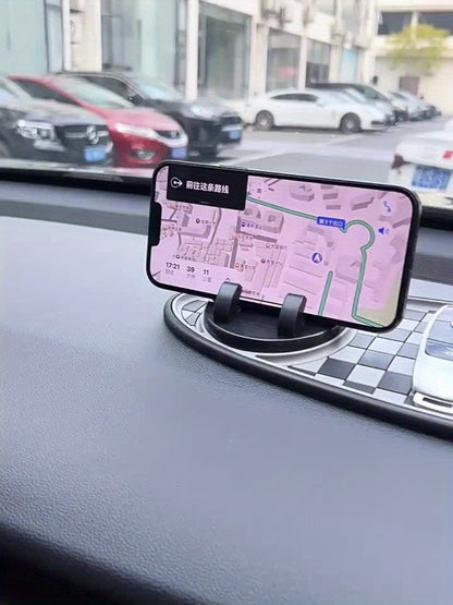 Car Dashboard Anti-Slip Pad with Phone Holder & Digital Number Plate Stickers – Multifunctional Non-Slip Dashboard Storage Mat for Car Interior Accessories