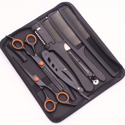 Hair Scissors Set 3 Pieces Japanese Steel - 6 Inch Thinning Shears, Razor Comb & Detangling Comb, Ambidextrous Texturizing Kit for Salon & Home Use, Gift for Hairstylists