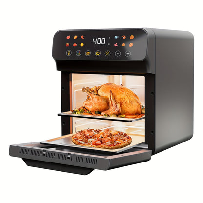 Air Fryer Toaster Oven Combo Extra Large – 12-Quart Countertop Convection Oven with Digital Touchscreen, 12 Preset Functions, Baking, Roasting & Reheating, Family-Sized Meals, Black
