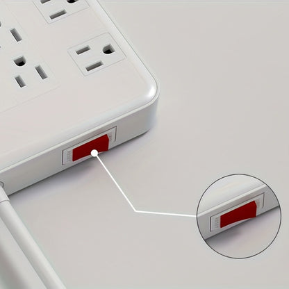 Surge Protector Power Strip with USB C Ports 22 AC Outlets 5 USB Ports - 6ft Flat Plug Extension Cord PD 20W Fast Charging 1875W 15A - Heavy Duty Wall Mount Under Desk Power Strip White
