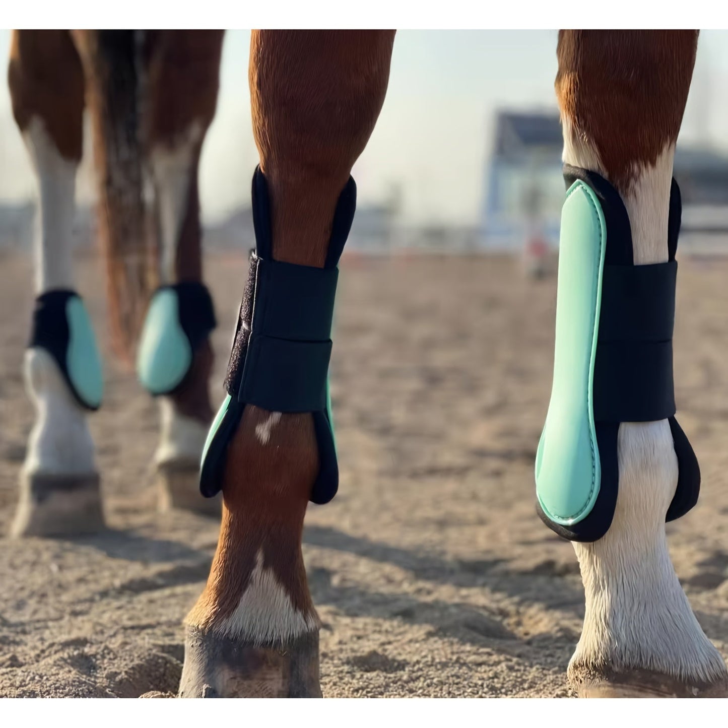 Horse Boots Set of 4 – Open Front Tendon & Fetlock Leg Protection Boots, PU Neoprene Splint Boots for Training, Racing, Riding & Jumping, Full, COB & Pony Sizes, 10 Colors