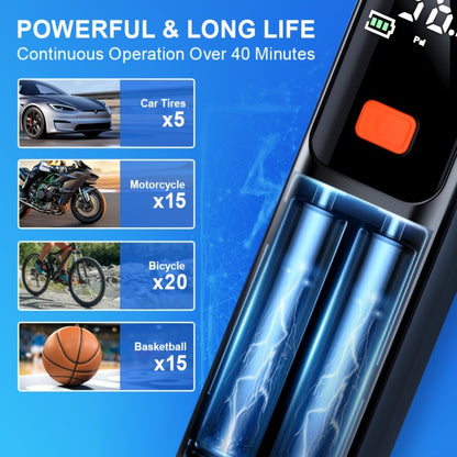 Portable Tire Inflator Wireless Air Compressor with Digital LED Display Auto Pressure Detection USB-C Rechargeable for Car Bicycle Motorcycle Basketball
