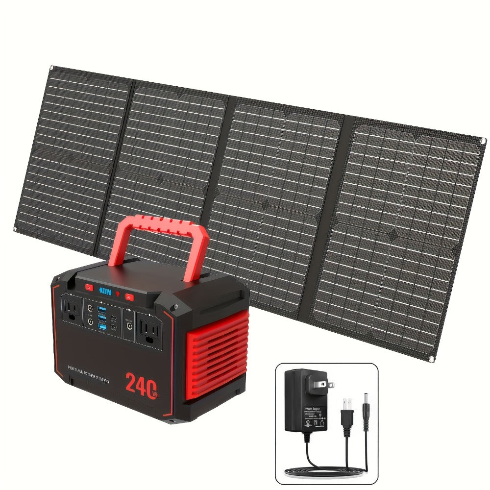 Portable Solar Generator Power Station 88.8Wh / 240Wh – 24000mAh, AC DC USB Ports, LiFePO4 Battery, for Camping RV CPAP Laptop Fan Emergency (Solar Panel Optional)