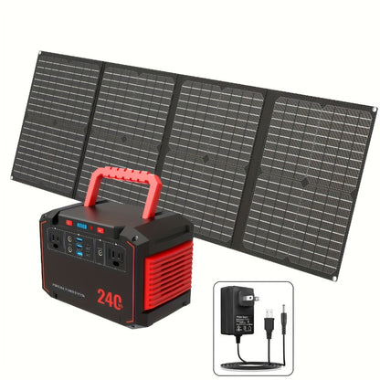 Portable Solar Generator Power Station 88.8Wh / 240Wh – 24000mAh, AC DC USB Ports, LiFePO4 Battery, for Camping RV CPAP Laptop Fan Emergency (Solar Panel Optional)