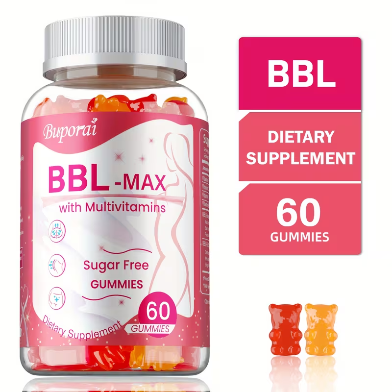 BBL Booty Gummies with Saw Palmetto & Wild Yam — Plant-Based Natural Curves Fuller Hips & Feminine Silhouette Support Supplement for Women | 60 or 120 Gummies
