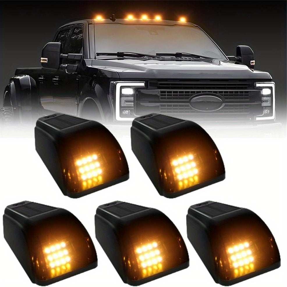 5pcs Solar Powered Cab Lights For Car RV Light Accessories Car Roof Lights Truck Cab Roof Lights For Car Pickup Easy To Install, Easy To Carry, Emergency Use, Without Battery