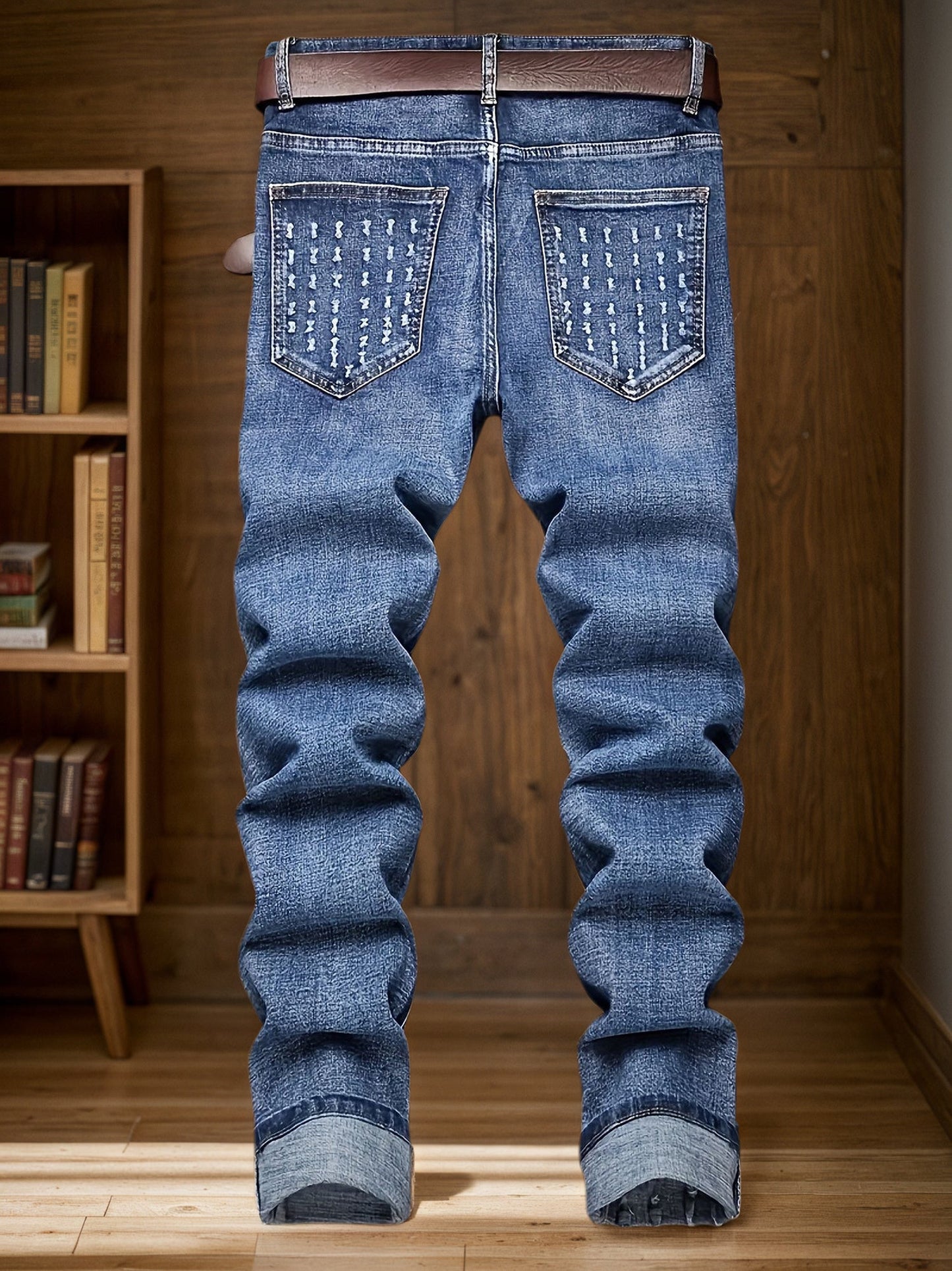 Men's Straight Leg Jeans - Classic Wash Distressed Weekend