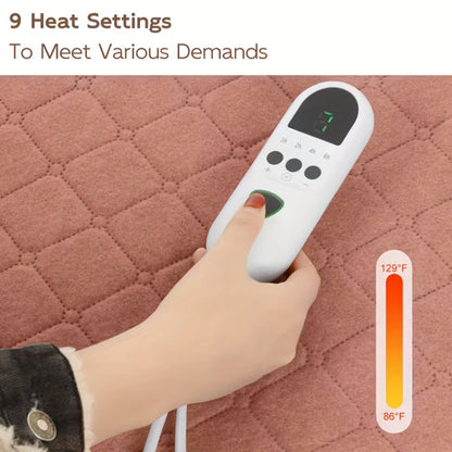 Electric Mattress Pad Heated Bed Warmer 63"x31" - 9 Heat Settings, 4 Auto Shutoff Modes, Rapid Warming, LED Controller, ETL Certified, Machine Washable, Low EMF, Winter Comfort Gift, Brown & Grey