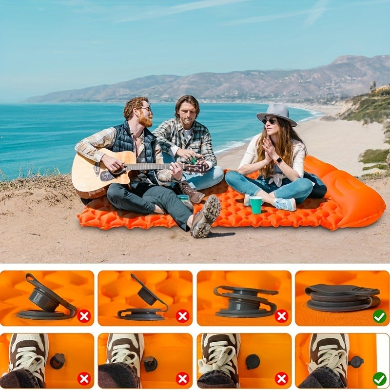 Camping Sleeping Pad Inflatable & Self-Inflating – Ultralight TPU Nylon Mat with Built-In Pump, Single & Double Size for Backpacking, Hiking, Travel