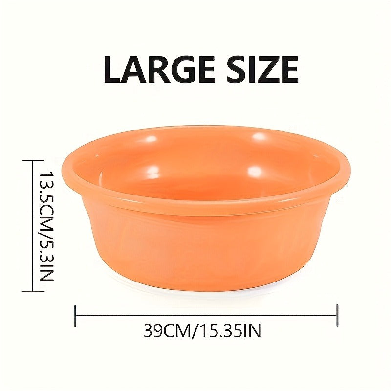 Plastic Wash Basin 12 Quart Stackable Round Tub - Portable Household Washing Bowl for Kitchen, Camping, Face Washing, Fruit & Vegetable Cleaning, Dish Washing & Bottle Rinsing, 4 Colors, Small to Oversized