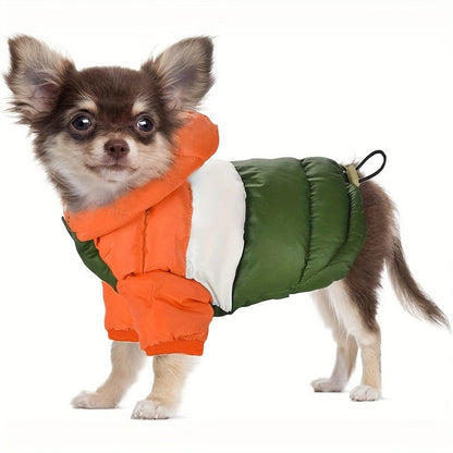 Dog Winter Coat Puffer Jacket Windproof Warm Padded Snow Vest for Small Breeds, Lightweight Outdoor Dog Clothes for Chihuahua Poodle Yorkshire Terrier, Sizes L XL XXL, Orange Blue Pink