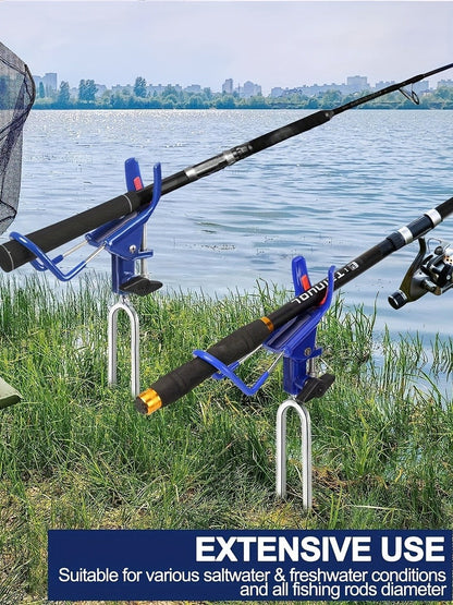 Fishing Rod Holder Ground Stake 360° Adjustable 2pcs Set, Heavy Duty Shore & Beach Rod Bracket Stand for Surf Fishing, Bank Fishing & Outdoor Angling, Reinforced Pole Support Holder