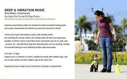 Dog E-Collar with Remote IP68 Waterproof – Rechargeable Dog Training Shock Collar for Small Medium Large Dogs, 3 Safe Training Modes, 1640ft Range | 1, 2 or 3 Dogs (Black)