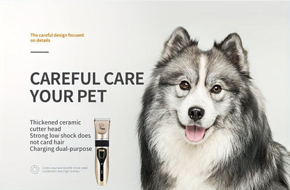 Pet Hair Trimmer Kit 2-in-1 with LED Nail Clipper – 12-in-1 Cordless Quiet Electric Clippers for Dogs & Cats, USB Rechargeable, 5 Guide Combs, Ergonomic Non-Slip Handle, Home & Salon Use