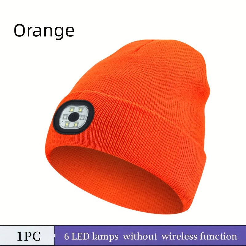 LED Knit Beanie with USB Rechargeable Lights – Light-Up Acrylic Knit Hat for Running, Hiking & Outdoor Activities, Stretchy Unisex Winter Beanie with Built-In LED Headlamp, Lightweight & Warm