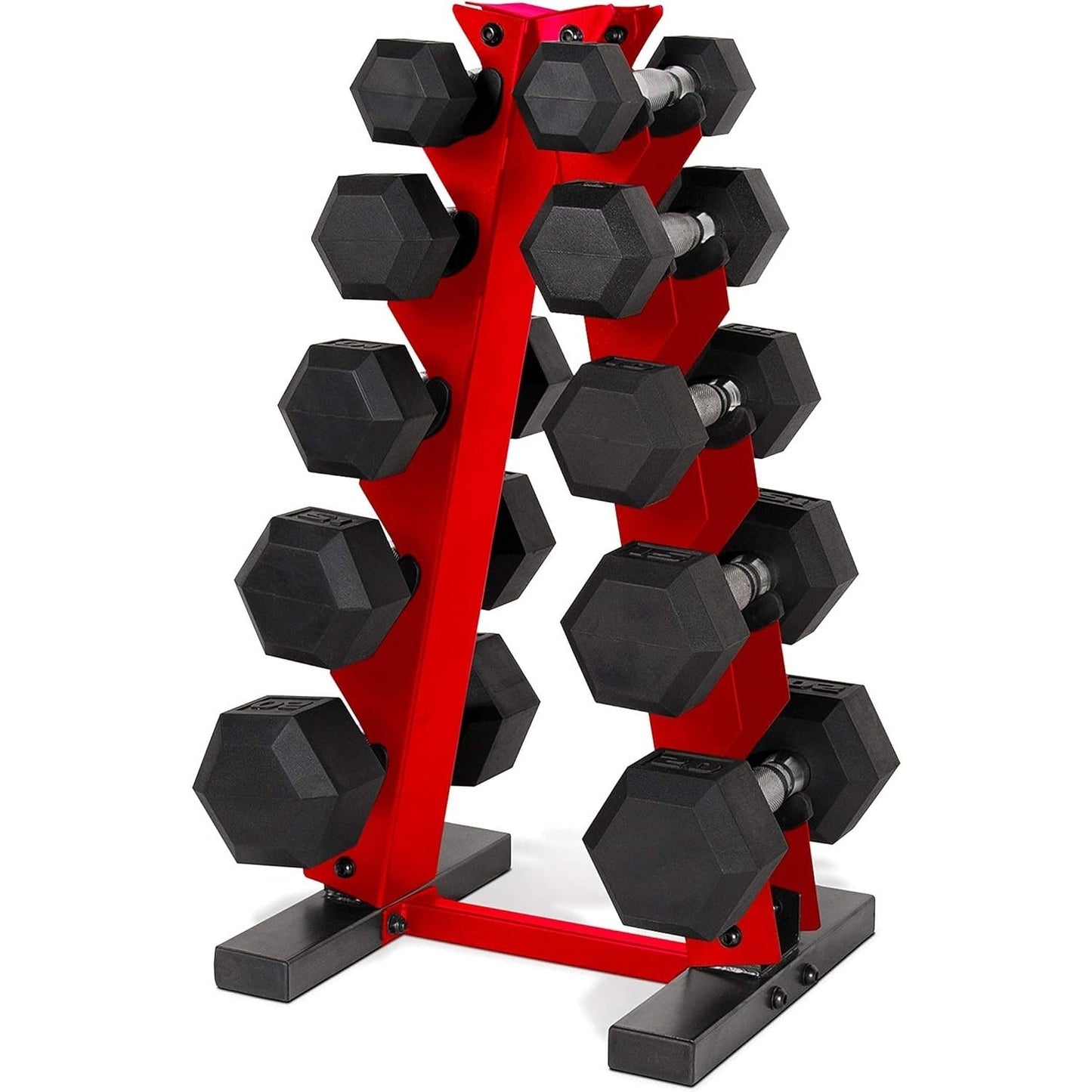 Dumbbell Rack A-Frame 5-Tier Heavy Duty Weight Storage Stand – Space-Saving Vertical Dumbbell Holder for Home Gym, Holds 5-25LB Hex & Rubber Dumbbells