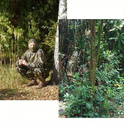 Ghillie Suit 3D Camo Hunting Set – Lightweight Breathable Hooded Camouflage Jacket & Pants for Deer Hunting Sniper Airsoft & Wildlife Photography