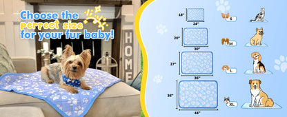 Dog Cooling Mat Self-Cooling Pad for Dogs & Cats - Pressure Activated Arc-Chill Fiber, Non-Toxic Washable Foldable Pet Cool Mat for Summer, Indoor Outdoor Use, Small Medium Large XL