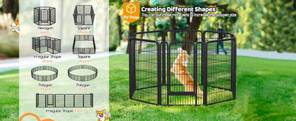 Dog Playpen Heavy Duty Foldable - 8 & 16 Panel Pet Exercise Pen for Large Medium Small Dogs, Portable Indoor Outdoor Puppy Pen for Yard Garden Camping RV, 24"/32"/40" Panel Height