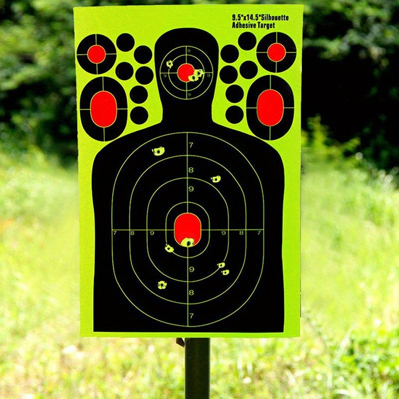 Splatter Shooting Targets Human Silhouette 20 Pack – Reactive Glow Fluorescent Paper Range Targets for Pistol, Rifle & Archery Training | High-Visibility Shot Placement Feedback