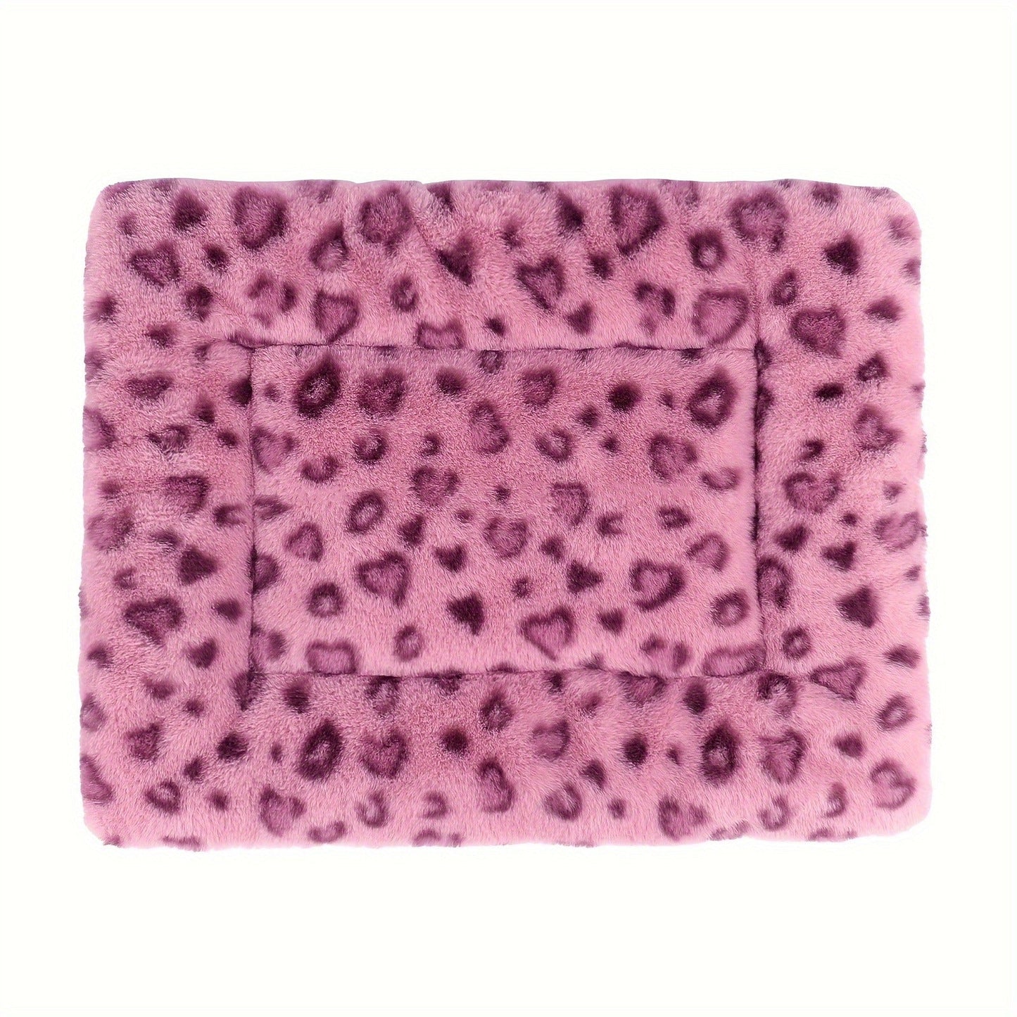 Reversible Plush Pet Mat Leopard Print Fleece Soft Warm Dog Cat Bed Pad Anti-Slip Machine Washable for Crate Car Sofa Floor Small Medium Large Breeds S M