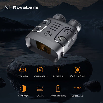 Digital Night Vision Binoculars 2.5K HD – 10X Zoom, 800M Range, 2.4" Screen with Photo & Video Recording | USB Rechargeable Night Vision Goggles for Hunting, Fishing, Camping & Boating