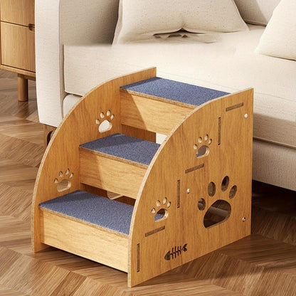 Solid Wood Pet Stairs for Bed & Sofa – 3 & 4 Step Dog Steps with Non-Slip Surface & Safety Rails for Small Medium Dogs & Senior Pets