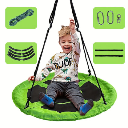 Kids Disc Swing 40 Inch – Anti-Slip Tree Swing with Adjustable Straps Powder Coated Frame Indoor Outdoor Play